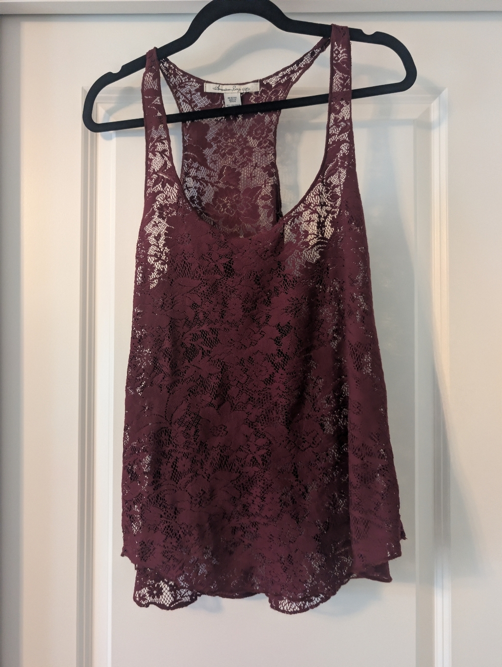 Lace Racerback Tank Top in Burgundy